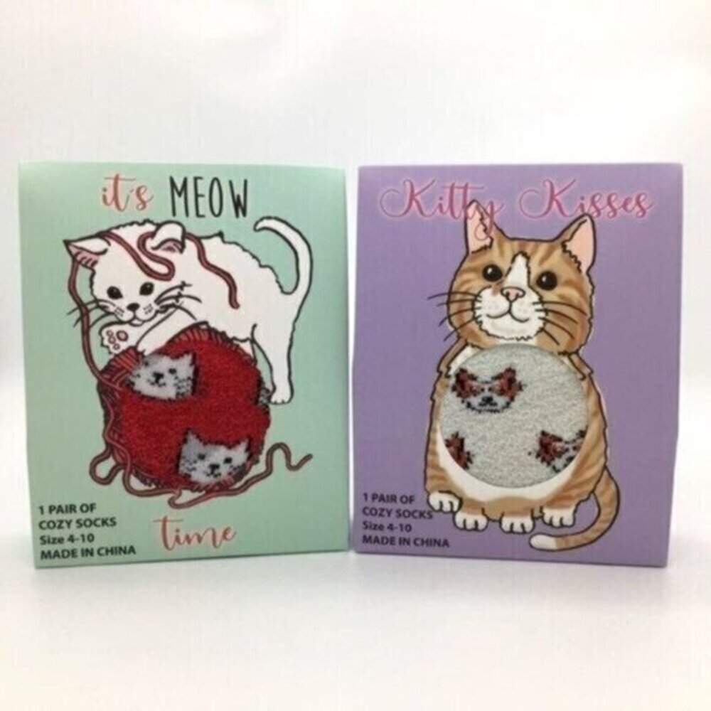 Cat Socks Bundle New 2 Pairs Fuzzy Cozy